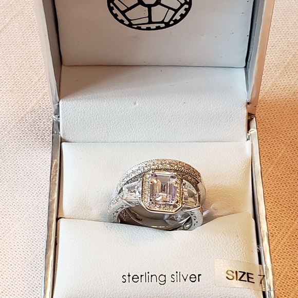 Guiliana 925 Sterling CZ Wedding Ring Set Size 7 - Picture 2 of 7